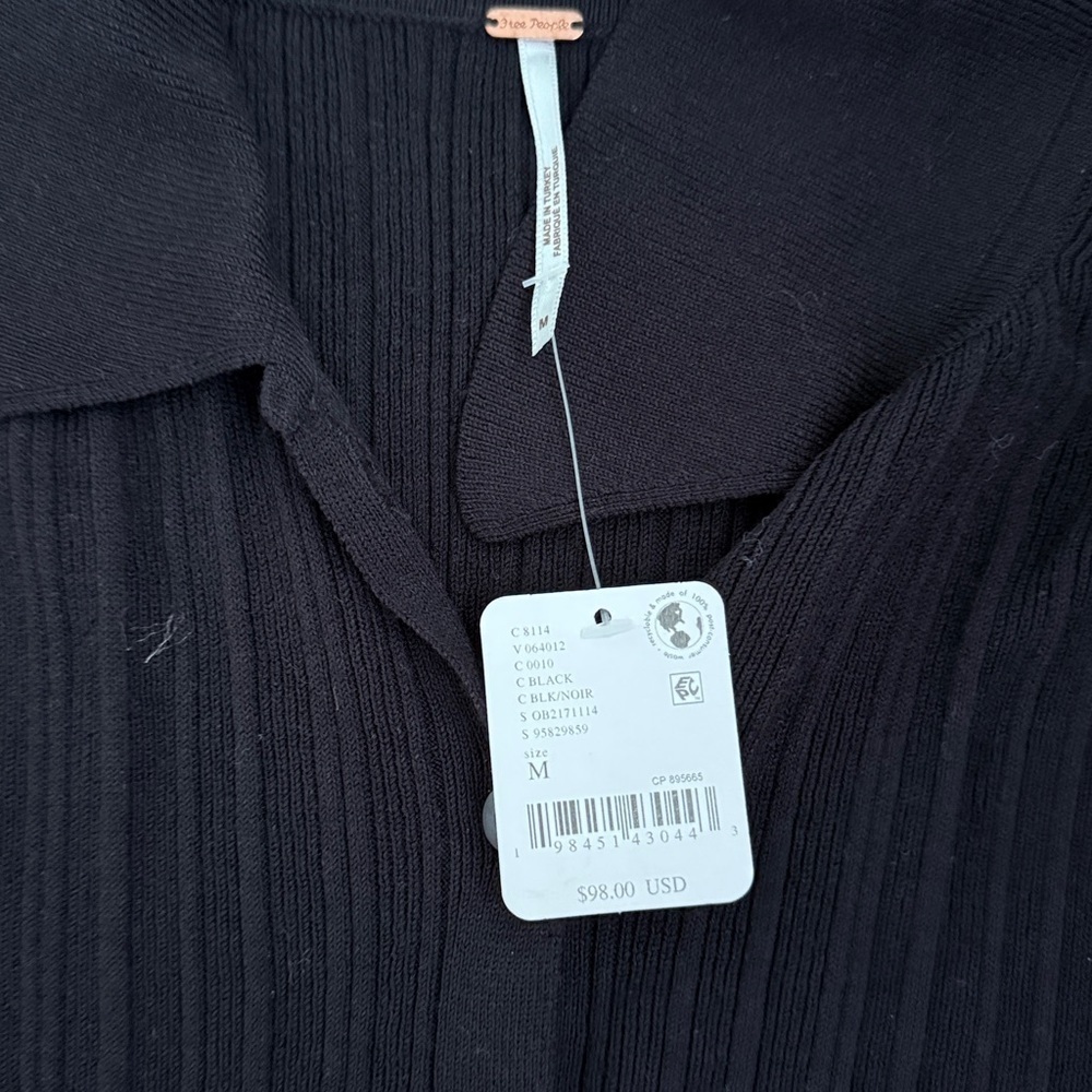 Free People Black Ribbed Button-Down - Picture 4 of 4